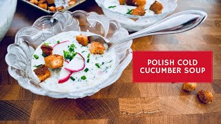 Cucumber Soup with croutons cold soup  Chłodnik z Ogórka z grzankami [upl. by Colwin130]