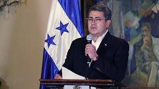 El presidente de Honduras niega las acusaciones que le vinculan al narcotráfico [upl. by Ahcsrop]