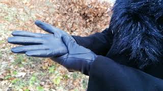 Long Black Leather Gloves Walk [upl. by Averyl]