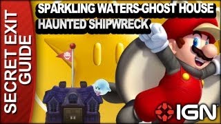 New Super Mario Bros U Secret Exit Walkthrough  Sparkling WatersGhost House Haunted Shipwreck [upl. by Feldstein]