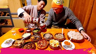 MASSIVE Bhutanese Food Dinner  15 Spicy Dishes  Sightseeing in Thimphu  Bhutan [upl. by Knarf]