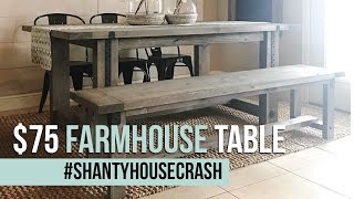 75 Farmhouse Dining Table Build  ShantyHouseCrash [upl. by Verlee]