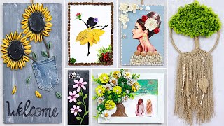 10 super easy Wall Hanging Craft Ideas with different Waste Material [upl. by Ayanet]