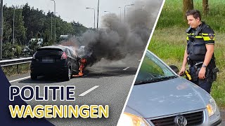 Politie  Wageningen  Spookvoertuig  Autobrand  Snelweg [upl. by Ayanad37]