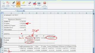 Excel Walkthrough 4  Reading Regression Output [upl. by Rafaela]