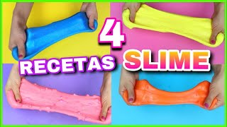 4 RECETAS PARA HACER SLIME  SLIME FÁCIL Y SIN BÓRAX  NatyGloss [upl. by Hanforrd]