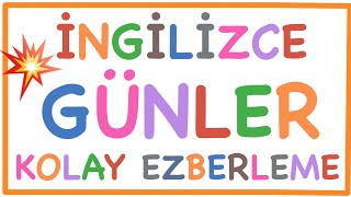 İNGİLİZCE GÜNLER  KOLAY EZBERLEME [upl. by Nnayecats16]