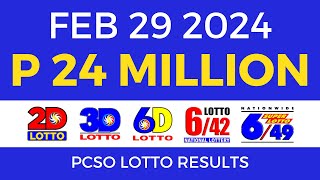 Lotto Result February 29 2024 9pm PCSO [upl. by Eidoc]