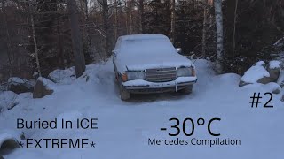 Mercedes extreme DIESEL cold start compilation PART 2 30C and more older vehicles 2 [upl. by Kinnon]