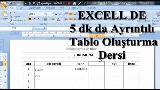 Excel de 5 Dakikada En Hızlı Tablo Hazırlama Dersi  Youtube de En Çok İzlenen Video [upl. by Hartley]