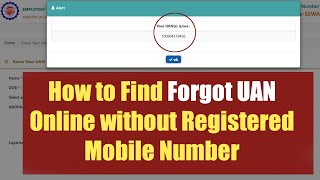 Forgot UAN Number amp Registered Mobile Number  How to Find [upl. by Cordi]