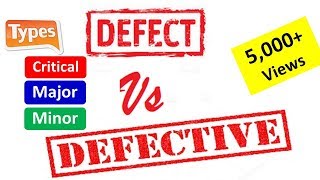 Defect  Difference between Defect Vs Defective  Types of Defect  Critical Major Minor [upl. by Leen]