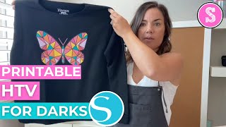 ❤️ How to Use Printable HTV for Darks Shirts  Silhouette Print and Cut [upl. by Melly23]