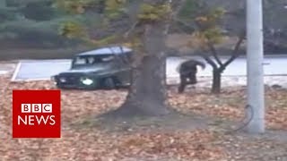 North Korea defection Footage of moment soldier flees  BBC News [upl. by Tterb]