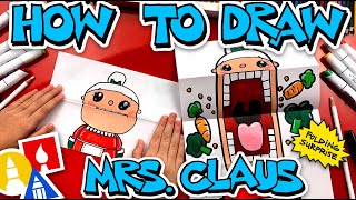 How To Draw Crazy Veggie Mrs Claus Puppet  Folding Surprise [upl. by Korwin]