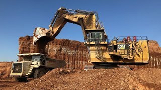 Caterpillar 6040 Excavator Loading Terex Dumpers And Operator View [upl. by Oirifrop333]