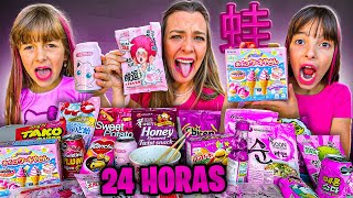 24 HORAS COMENDO COMIDAS ROSAS DO JAPÃO [upl. by Casia]