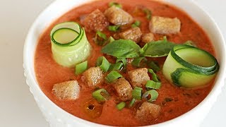 Gazpacho Recipe  Spanish Cold Tomato Soup [upl. by Lashar]