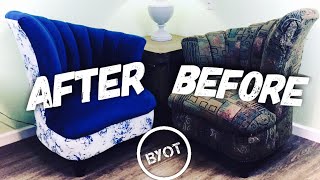 DIY UPHOLSTERY FOR BEGINNERS  How To Reupholster A Chair [upl. by Arrimat]