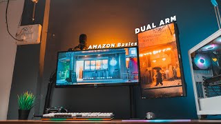 My first Dual Monitor Setup  AmazonBasics Dual Arm Monitor Stand [upl. by Eelac195]