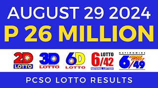 Lotto Result Today 9pm August 29 2024  PCSO Complete [upl. by Arndt]