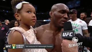 UFC 235 Kamaru Usman and Tyron Woodley Octagon Interview [upl. by Buschi191]