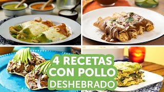 4 recetas con pollo deshebrado  Kiwilimón [upl. by Adirem]