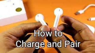 i12 TWS 50 Charging amp Pairing  How to charge and pair i12 TWS wireless Earphones [upl. by Enelcaj]