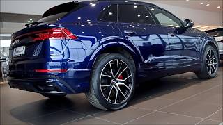 Stunning Audi Q8 50 TDI quattro 286 PS in Navarra blue walkaround [upl. by Naneik]