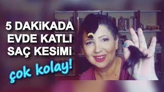 Evde Kolay Katlı Saç Kesimi [upl. by Ishii]