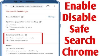 How To Enable amp Disable Safe Search In Google Chrome  Chrome Safesearch On amp Off [upl. by Liggett]