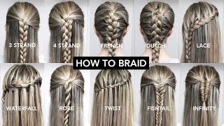 10 Basic Braids For Beginners  Easy DIY Tutorial [upl. by Yerocaj126]