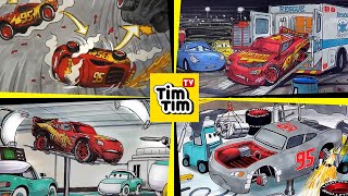 Compilation  CARS 3 LIGHTNING McQUEEN Lost Control Crashed Had Surgery  Tim Tim TV Drawings [upl. by Yrffej478]