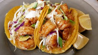 Baja Shrimp Tacos with Homemade Baja Sauce  EASY amp Delicious [upl. by Akimehs7]