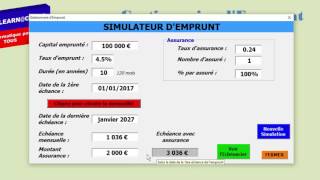 Excel VBA  Formulaire Simulateur Emprunt [upl. by Nonad]