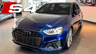 2021 Audi S4 in Navarra Blue Walkaround Review [upl. by Anilos]