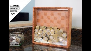 DIY Alcancía de Madera y Cristal  Wood Coin Box [upl. by Aret]