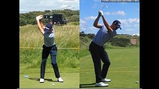 Justin Thomas golf swing  Long Iron faceon amp downtheline July 2017 [upl. by Esilehs]