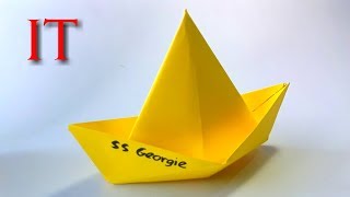 Como hacer el Barco de papel  PELICULA quotITquot el payaso Origami paper boat [upl. by Torbart]