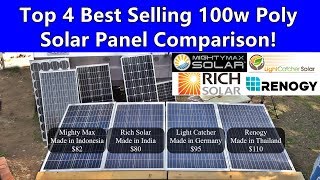 100w Polycrystalline 12v Solar Panel Showdown Renogy vs Rich vs Lightcatcher vs Mightymax [upl. by Gottwald99]