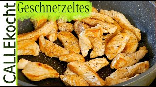 Putengeschnetzeltes in Champignon Rahmsoße  Schnelles leckeres Rezept [upl. by Yeliah]