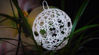 Lace Crochet Christmas Ball Tutorial [upl. by Annoj]