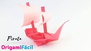 Cómo hacer un barco PIRATA de papel fácil  Origami [upl. by Kirshbaum520]