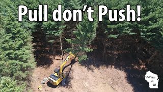 How to Remove Trees with Excavator and Bucket  Pull Method [upl. by Tenney925]