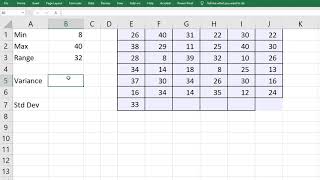 Range Variance Standard Deviation in Excel [upl. by Laforge]