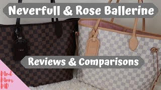 Louis Vuitton Neverfull MM  Rose Ballerine  Reviews amp Comparisons  modmom md [upl. by Grannie]