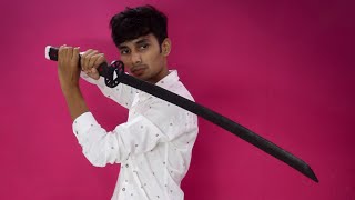 How to Make Demon Slayer Tanjiros Katana  Cardboard DIY [upl. by Enra]