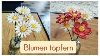 Blumen einfach selber machen  Blumenstecker töpfern für Anfänger  DIY Tutorial Flower Pottery [upl. by Imit]