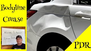 Removing Large Bodyline Crease Dent with PDR  TIPS amp Techniques [upl. by Ahseeyt]