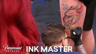 Freehanded Freestyle  Adaptability Face Off Tattoo  Ink Master Shop Wars Season 9 [upl. by Teahan]